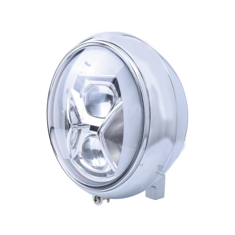 Yuma 2 Type 8 7" Cornering Headlight with Daytime Running and Position Light Chrome Reflector LED