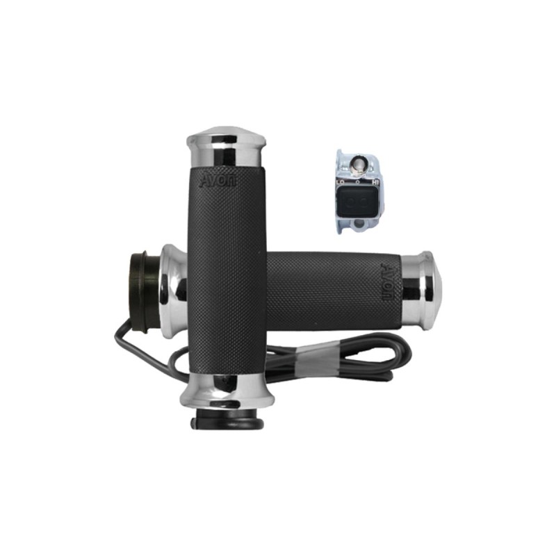 Custom Contour Heated Grips Chrome 1" Throttle By Wire