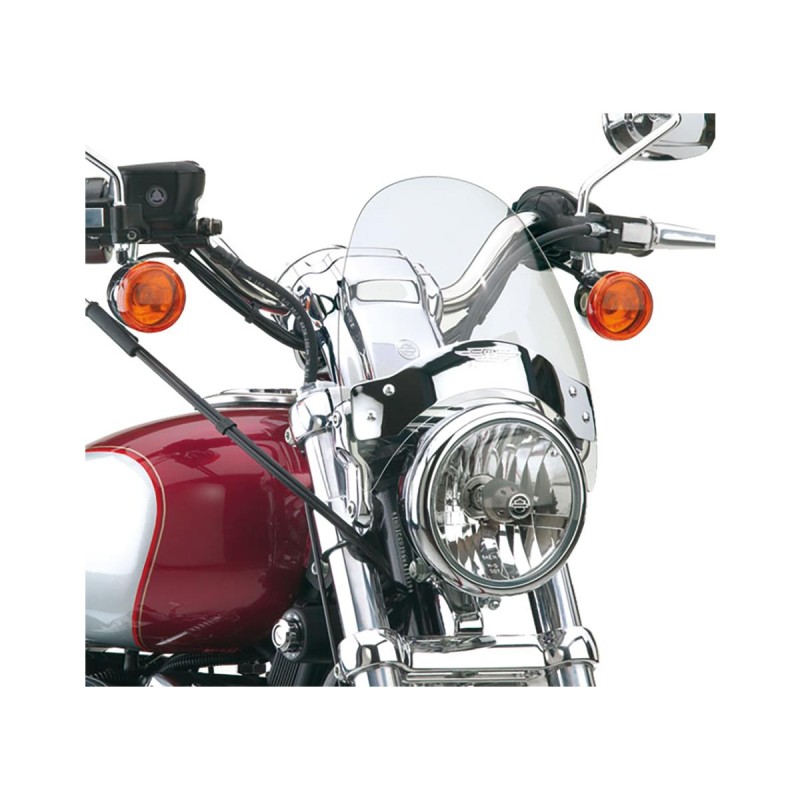 Flyscreen Windshield Kit Height: 8,5", Width: 9,25", Chrome Brackets 44-50mm Light Smoke