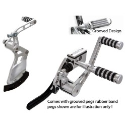 Forward Control Kit, +4", Grooved Pegs, Polished Forward Control Kit 4" Forwarded Polished