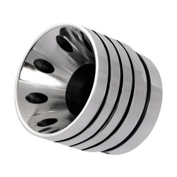 Top Chopp Short Exhaust System Polished Smith and Listen Endcap, Polished Hole Heatshield Black Coated