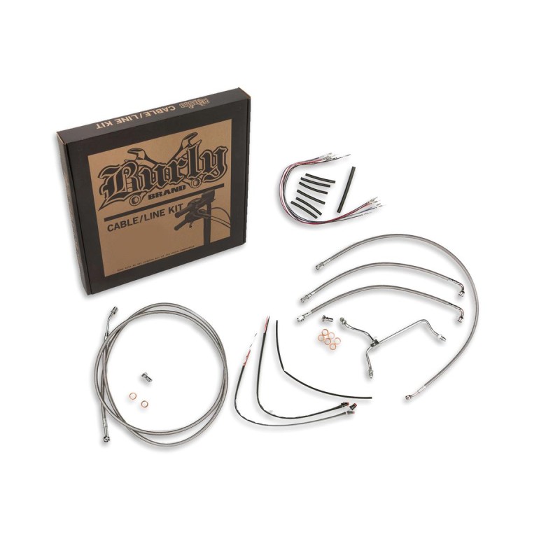 13" Bagger Apehanger Cable Kit Stainless Steel Clear Coated ABS