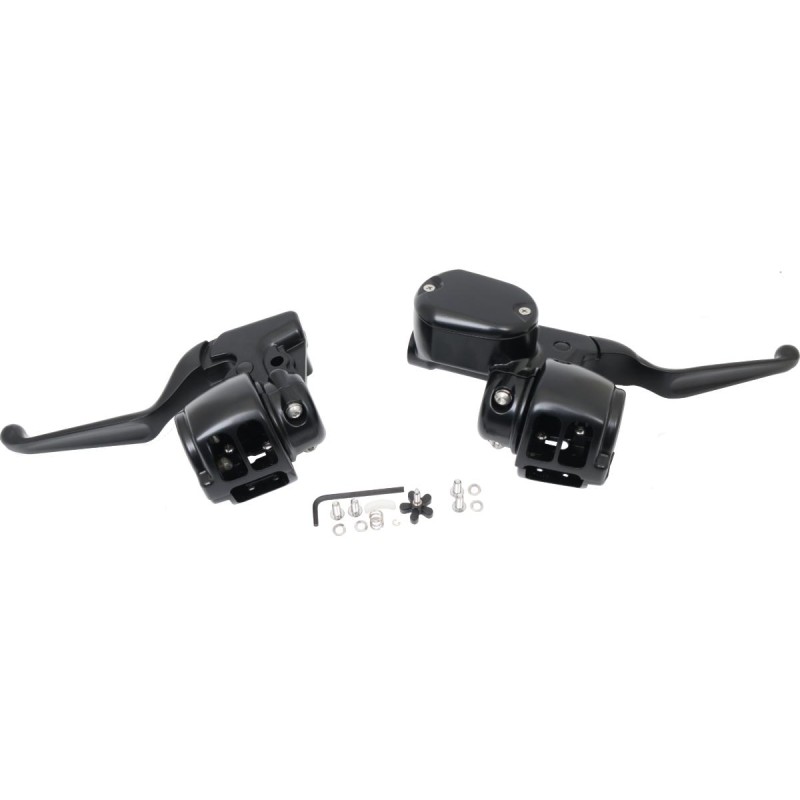 Sportster 14-up Handlebar Control Kit Black 1/2" Cable Clutch Non-ABS Single Disc
