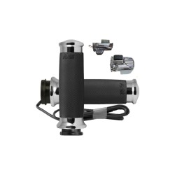 Custom Contour Heated Grips Chrome 1" Throttle By Wire