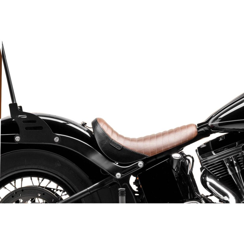 Bare Bones Solo Seat Pleated Stitch Brown Vinyl