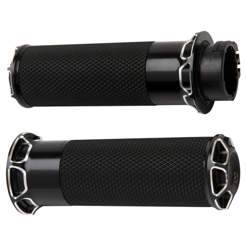 Beveled Fusion Grips Black Anodized 1" Throttle Cables