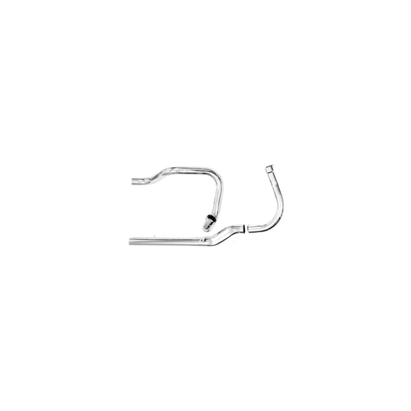 Single Cross-Over Panhaed and Shovel Headers 3-piece, front squish Chrome 1,75"