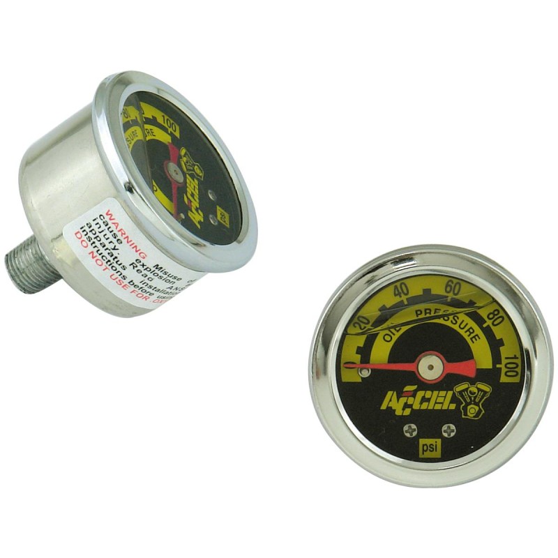 Oil Pressure Gauge, Silver Housing, 100 PSI Scale Oil Pressure Gauge Scale: 100PSI