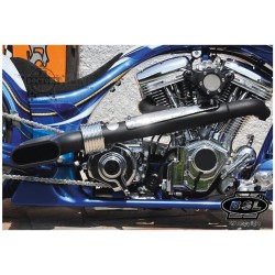 Scale Drager Exhaust System , Polished Smooth Heat Shield, Polished Smooth End Cap, Black 2,5"