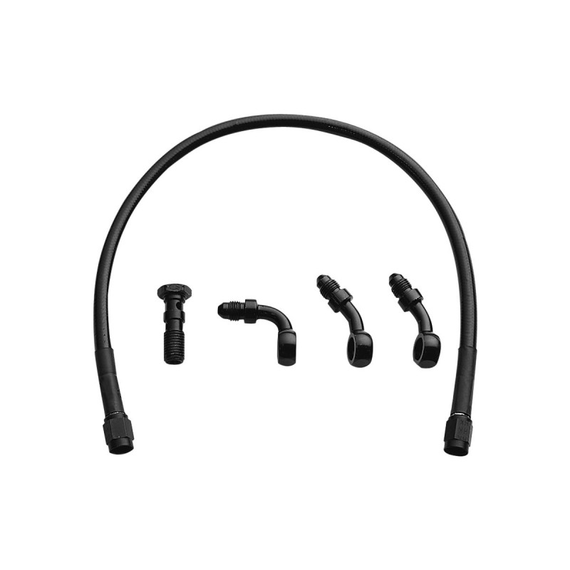 Ebony Black Stainless Steel Universal Brake Line Black Vinyl All Black 9"