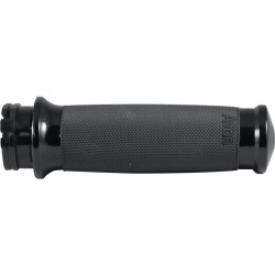 Custom Contour Grips Black Rubber Black Anodized 1" Throttle Cables