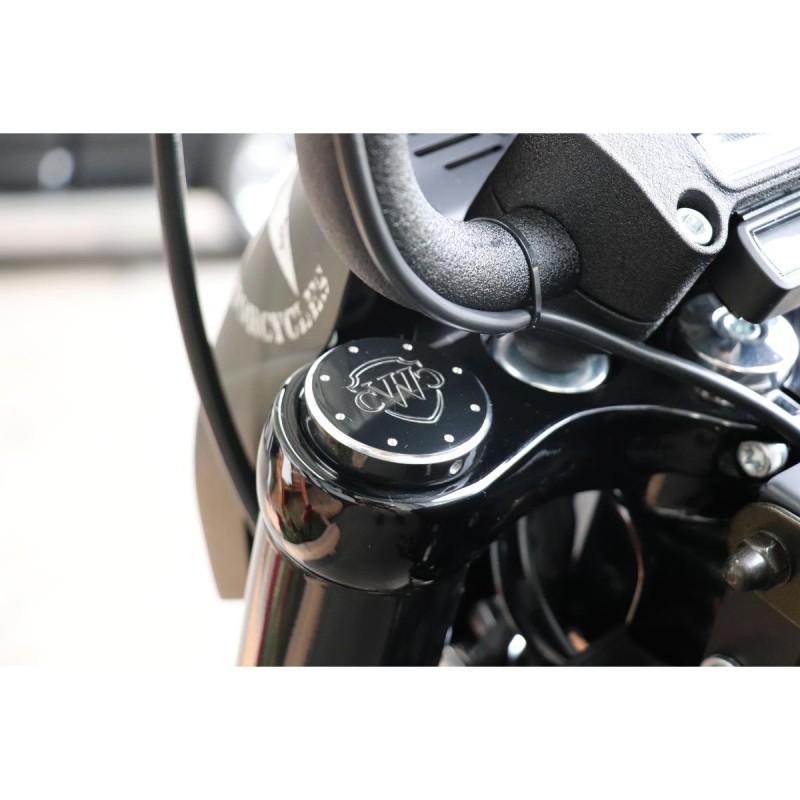 End Cap Fork Cover Cult-Werk Fork Cap with Logo Black Powder Coated