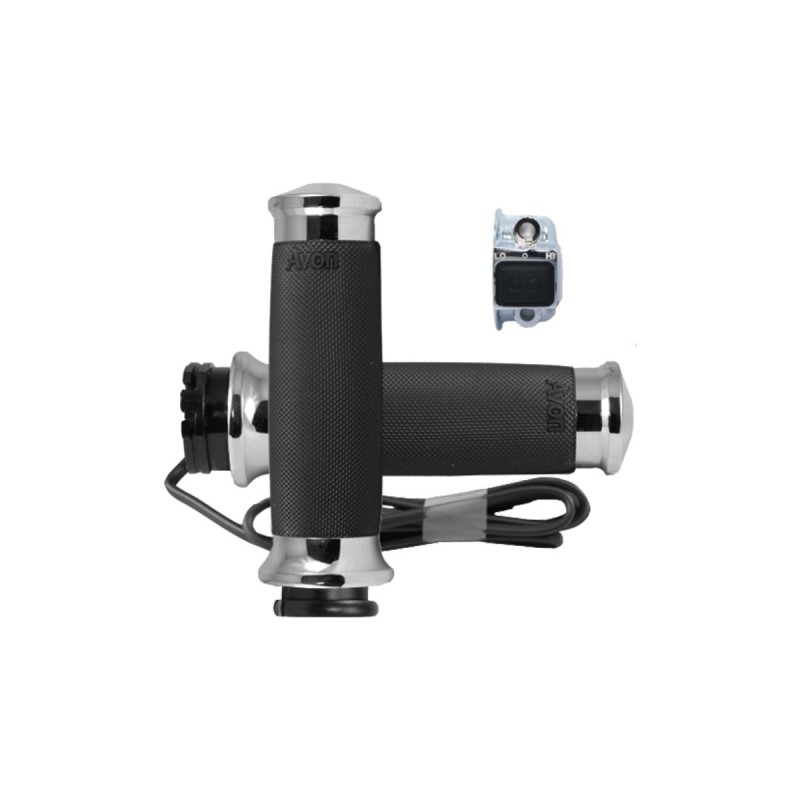 Custom Contour Heated Grips Chrome 1" Throttle Cables