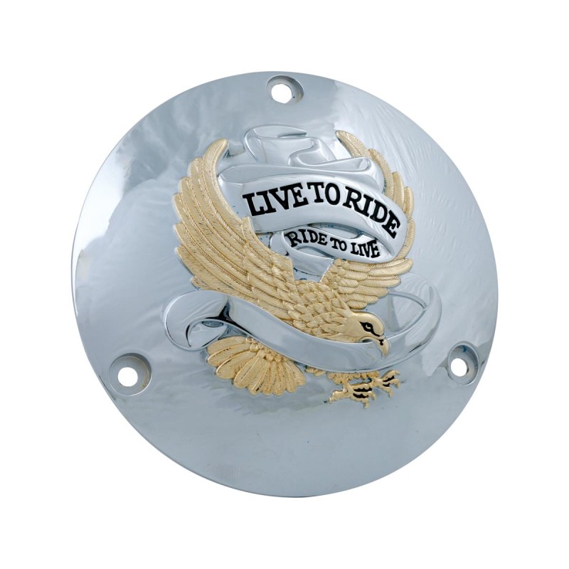 Live To Ride Derby Cover 3-hole Chrome Gold