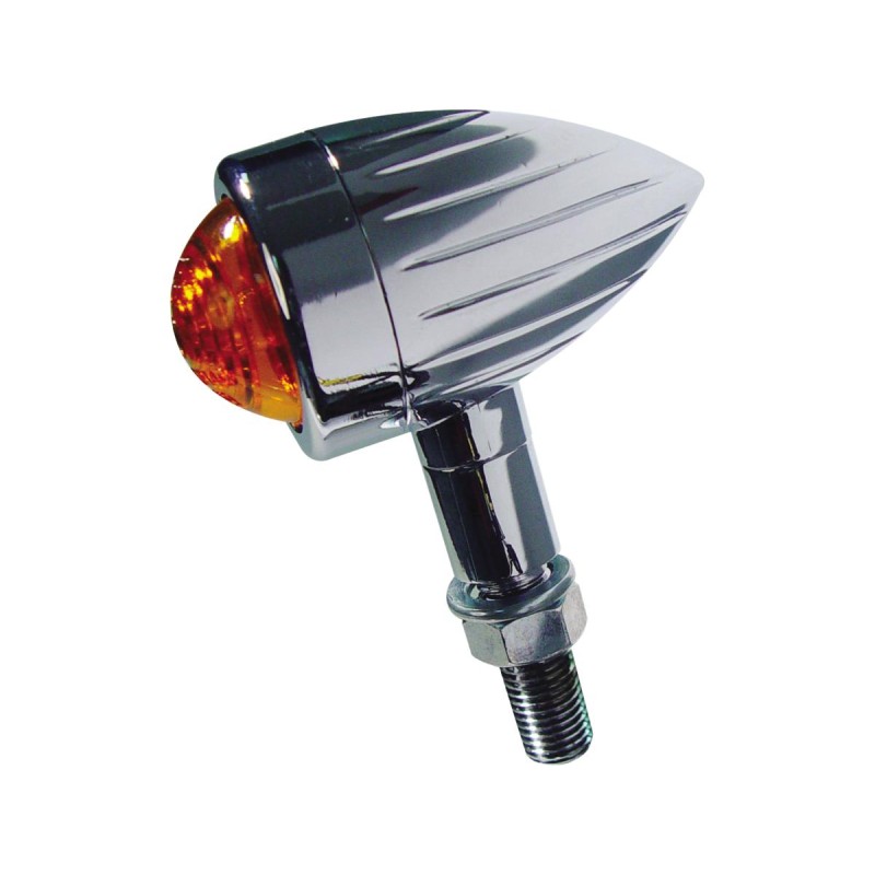 Mini Bullet Grooved Turn Signal H21W Chrome Amber Halogen