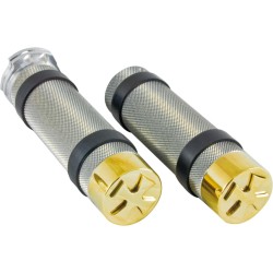 Retro Iron Cross Grips Aluminium 1" Throttle Cables