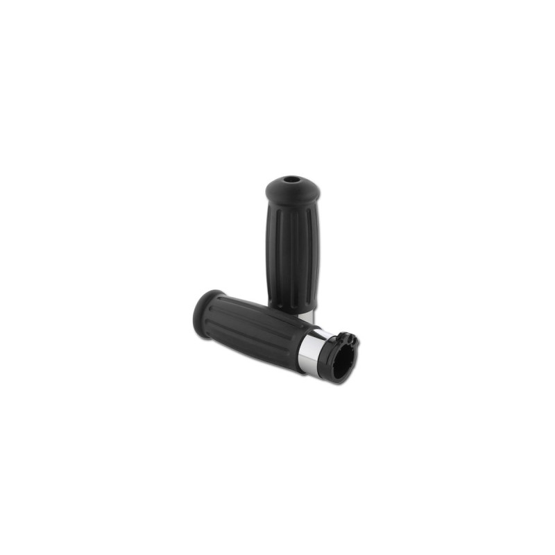 Antique Style Grips with Chrome accents Black 1" Throttle Cables