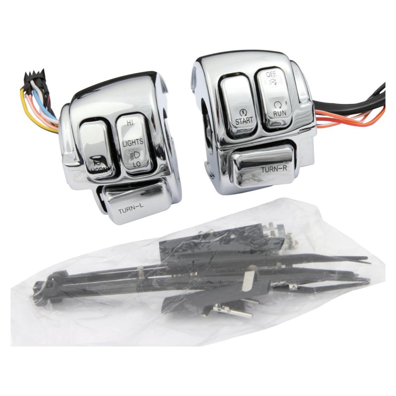 06-11 Chrome Handlebar Switch Housing Kit with Switches With Chrome Switches Chrome