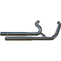 Top Chopp Staggered Floorboard Exhaust System , Without Heat Shield, Polished Smooth End Cap, Polished 2,5"