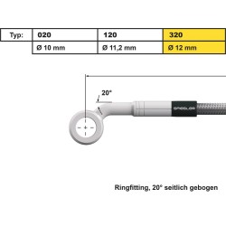 12 mm, Vario Line Banjo Fitting Type 320, 20° Side Bend, ABS Block Stainless Steel