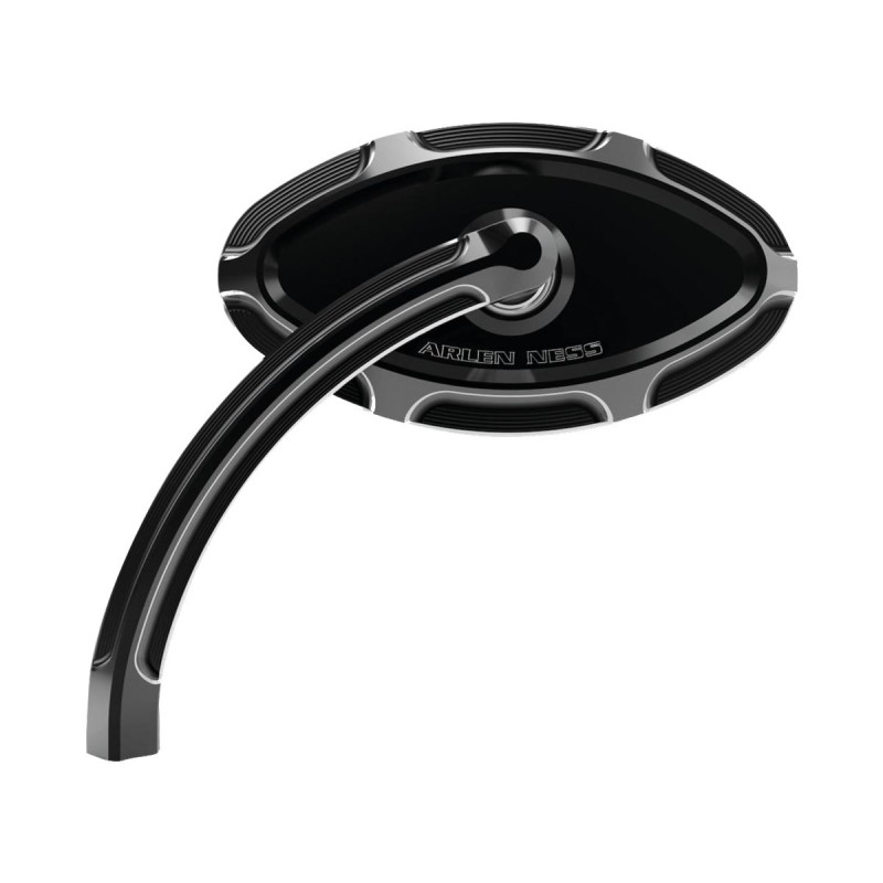 Beveled Cat Eye Mirror Short stem Black Anodized Left