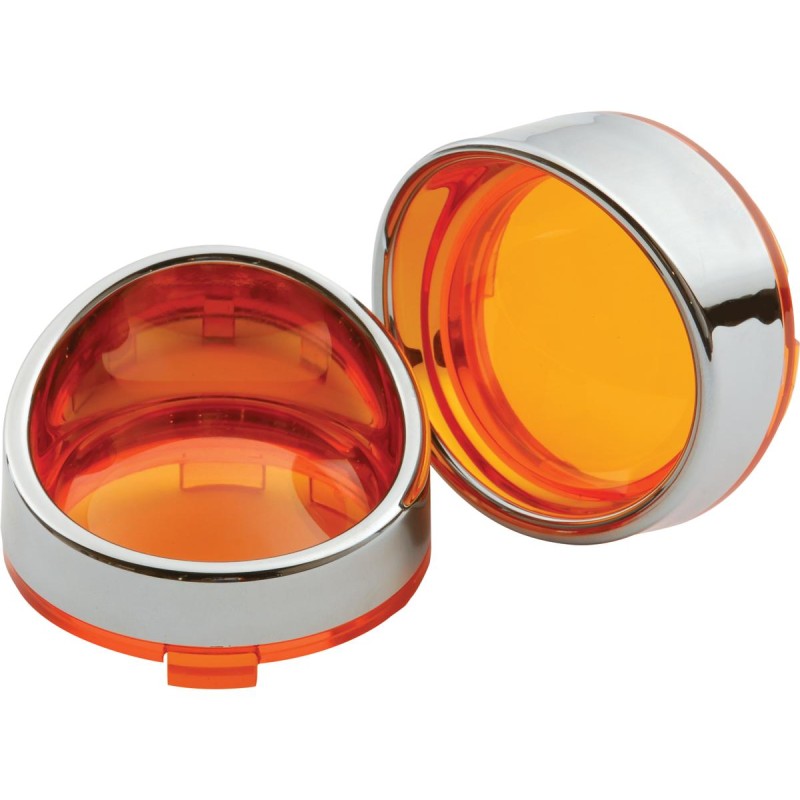 Deuce Turn Signal Visor Bezel Kit Amber lens Chrome