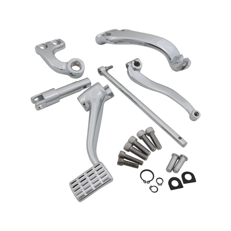 Mid Control Kit, Forged Aluminum, 2" Forward, without Pegs, Chrome Mid-Control Kit