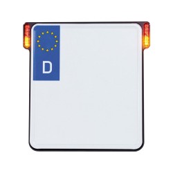 ALL-IN-ONE License Plate Base Plate Turn Signal/Brake Light/Taillight, German Size 200x180mm Black Anodized