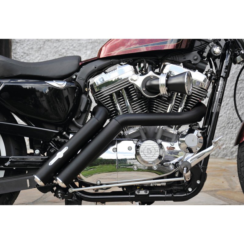 Firestarter Exhaust System , Without Heat Shield, Polished Smooth End Cap, Black 2,5"