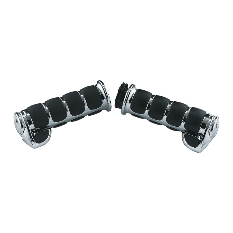 Premium ISO Grips With throttle assist lever Chrome 1" Throttle Cables