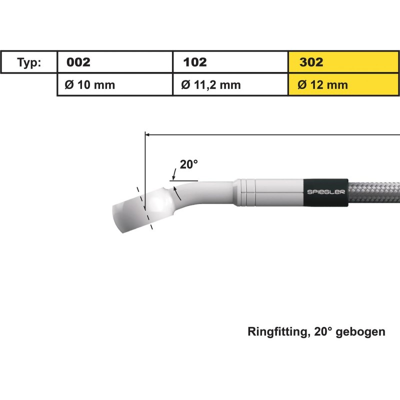 12 mm, Vario Line Banjo Fitting Type 302, 20° Elbow Stainless Steel