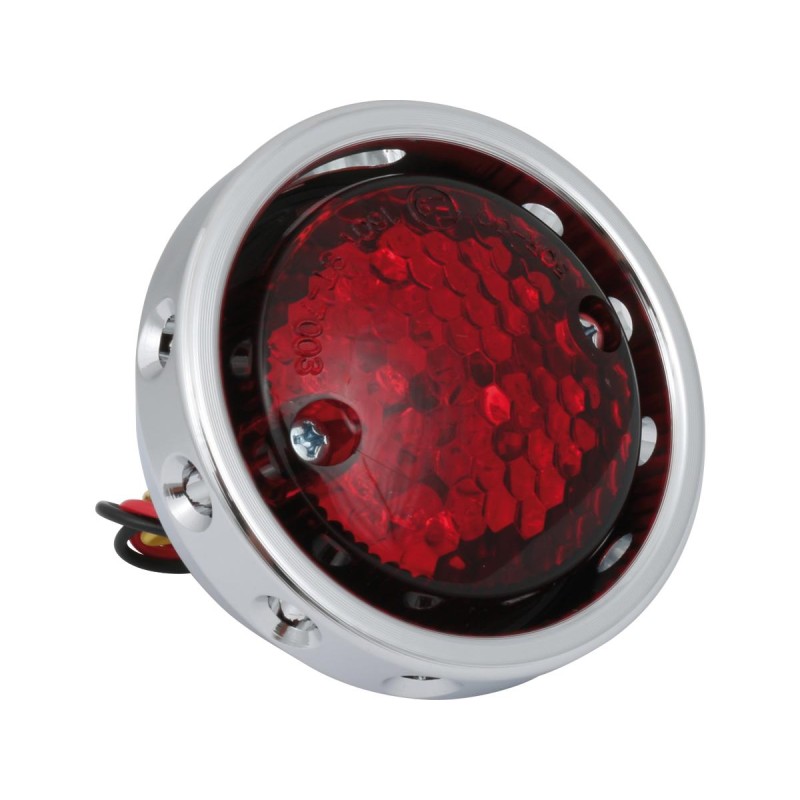 Retro Drilled LED Rücklicht without Bracket Chrome Black Chrome Red LED