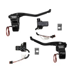 RR90 Can Bus Dual Calipers, Cable Clutch Hand Control Kit Upward Mirrors Black Anodized