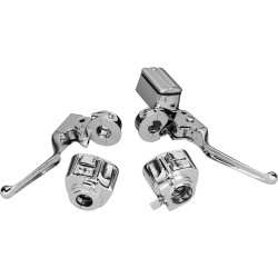 82-95 Chrome Handlebar Control Kit Without Switches Chrome 5/8" 1" Single Disc