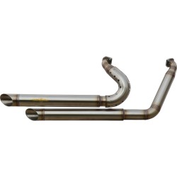 Top Chopp Slant Outline Headpipes 2 1/2“ VA Satin , Heat Shield Top Chopp Breakout / Dyna raw hole 2-in-2 Exhaust Systems
