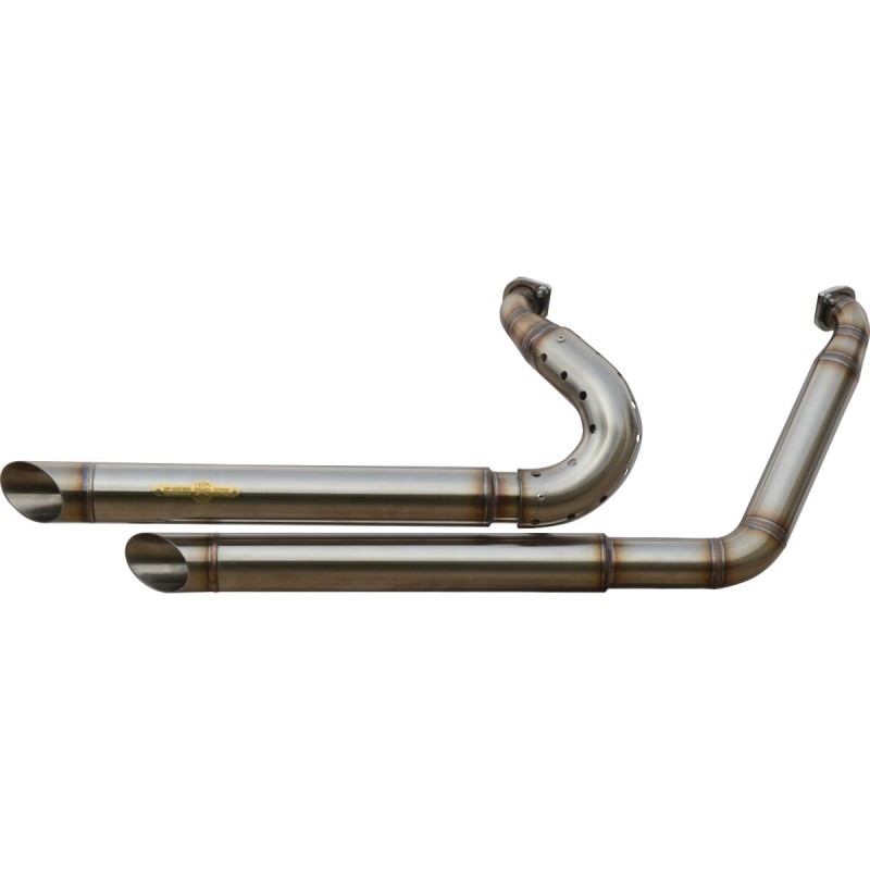 Top Chopp Slant Outline Headpipes 2 1/2“ VA Satin , Heat Shield Top Chopp Breakout / Dyna raw hole 2-in-2 Exhaust Systems