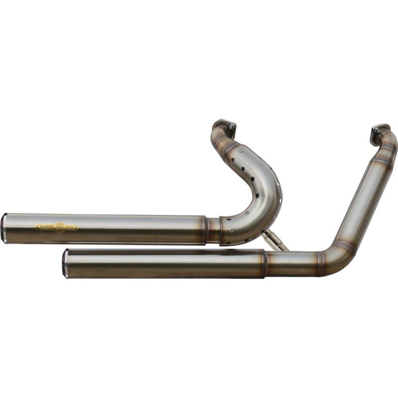 Top Chopp Staggered Exhaust System , Raw Hole Heat Shield, Polished Smooth End Cap, Outline 2,5"