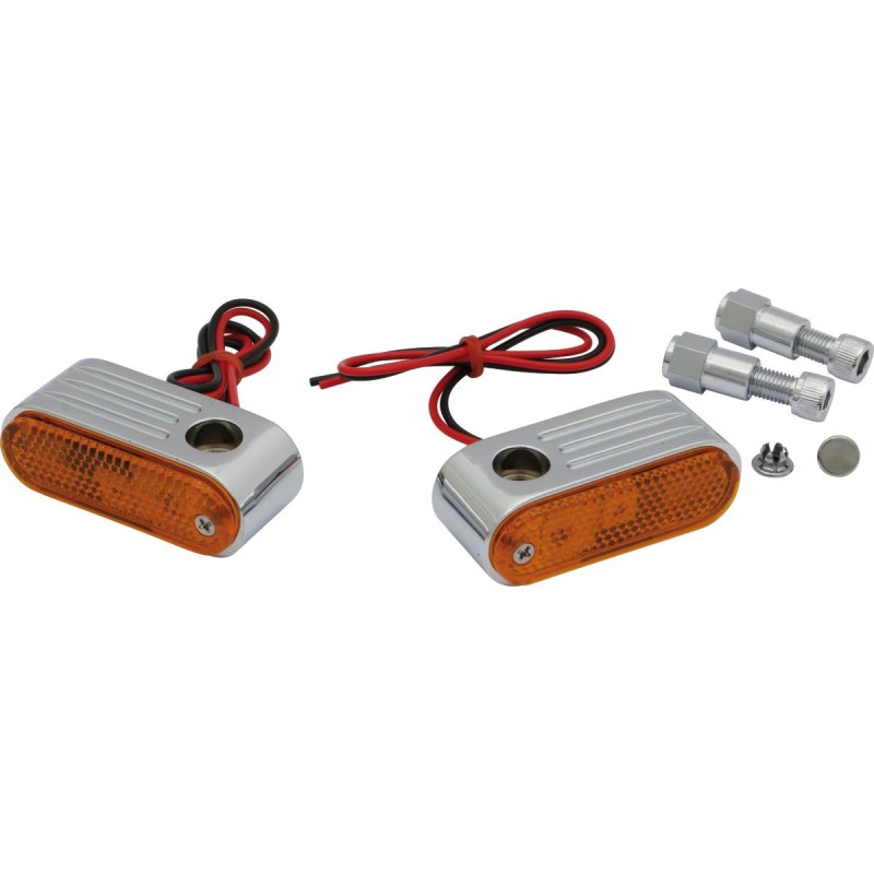 Mirror Mount Marker Light Dual filament bulb Chrome Amber