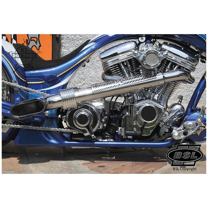 Scale Drager Exhaust System , Polished Smooth Heat Shield, Polished Smooth End Cap, Polished 2,5"