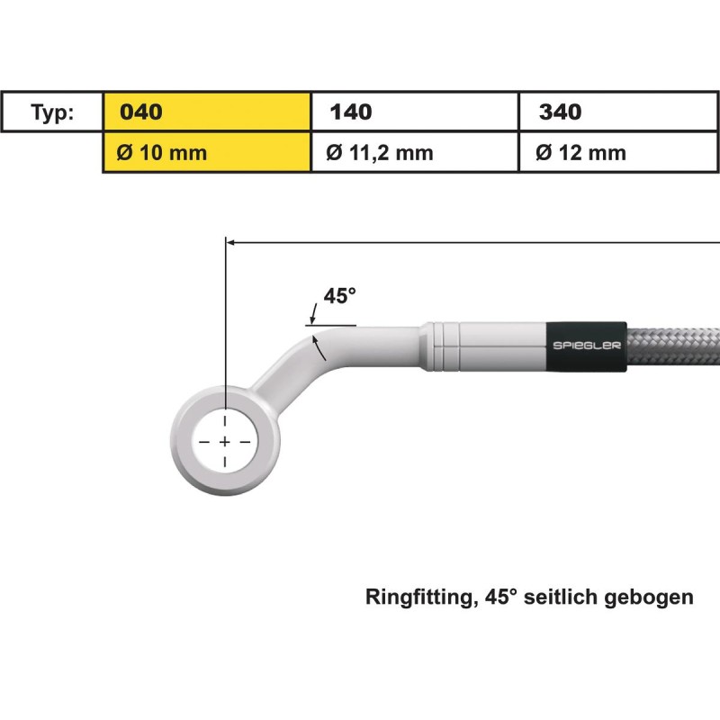 10 mm, Vario Line Banjo Fitting Type 040, 40° Side Bend, ABS Block Stainless Steel