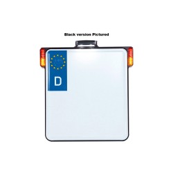 ALL-IN-ONE License Plate Base Plate Turn Signal/Brake Light/Taillight and License Plate Light, German Size 200x180mm Chrome