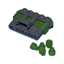 Delphi-Packard Weatherpack, 5-Wire Female Connector With Wire Seals Gray