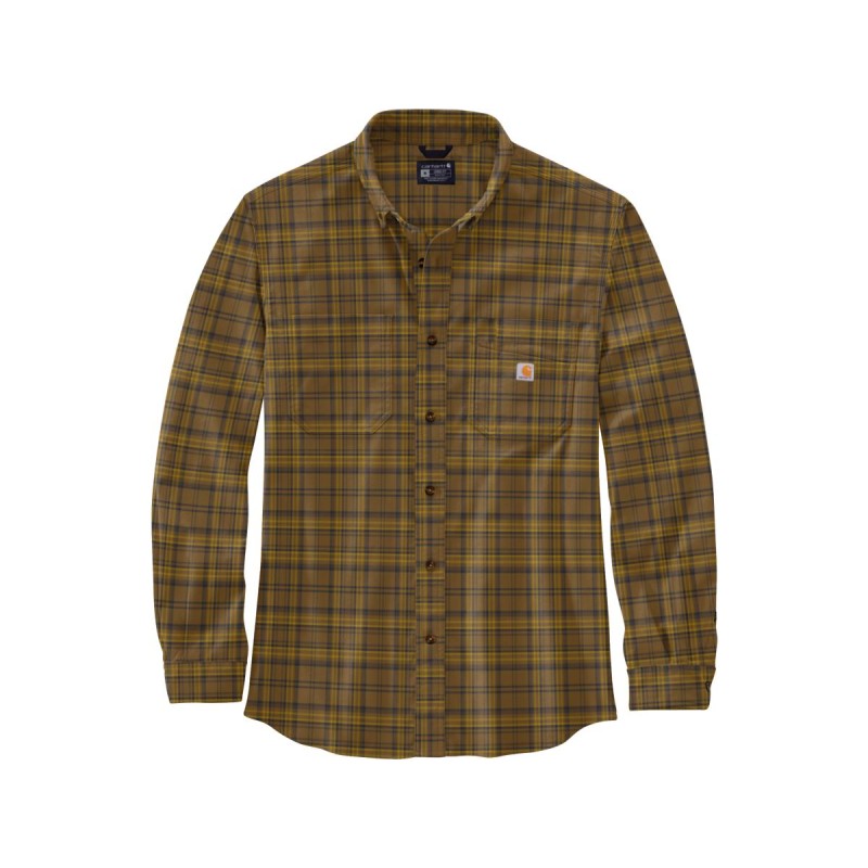 Rugged Flex Relaxed Fit Midweight Flannel Long Sleeve Plaid Shirt