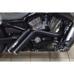 Firestarter Exhaust System , Polished Smooth Heat Shield, Polished Smooth End Cap, Black 2,5"