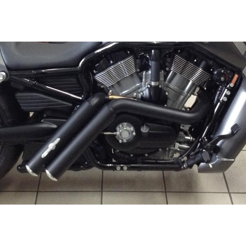Firestarter Exhaust System , Polished Smooth Heat Shield, Polished Smooth End Cap, Black 2,5"
