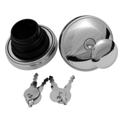 Lockable Gas Cap Set Set of left and right caps (Vented and Non-vented) Chrome