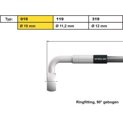10 mm, Vario Line Banjo Fitting Type 019, 90° Elbow Stainless Steel