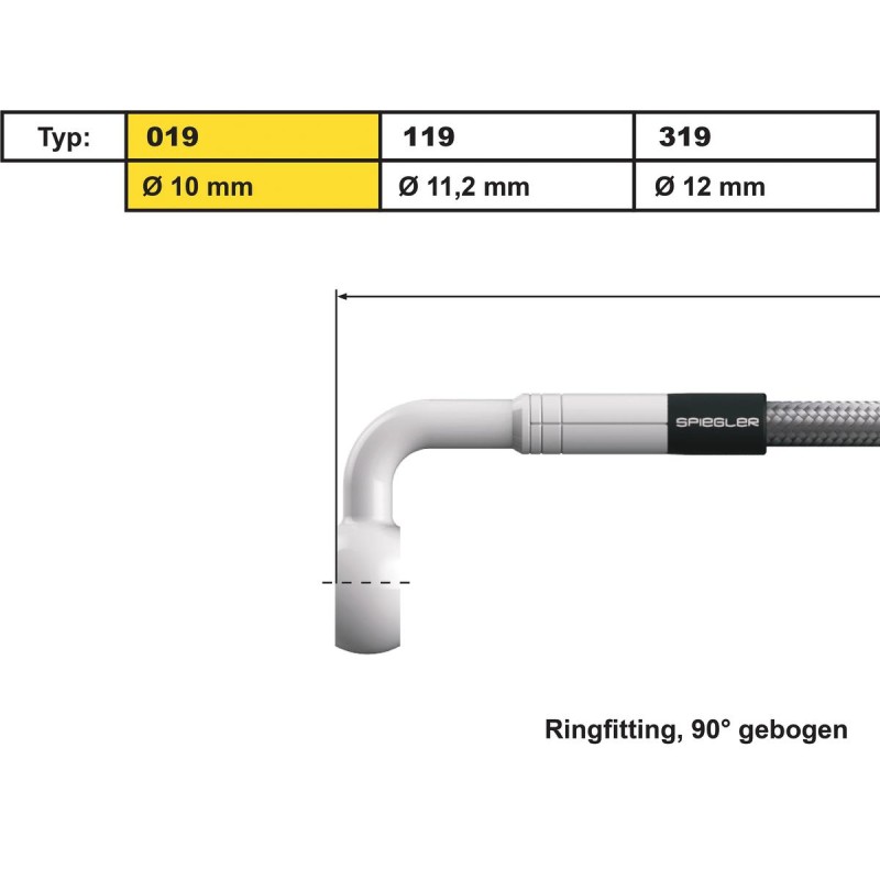 10 mm, Vario Line Banjo Fitting Type 019, 90° Elbow Stainless Steel