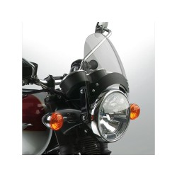 Flyscreen Windshield Kit Height: 8,5", Width: 9,25", Black Brackets 52-56mm Light Smoke