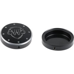 End Cap Fork Cover Cult-Werk Fork Cap with Logo Black Powder Coated